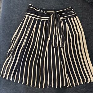 Ann Taylor Women's Navy & White Striped Skirt with Waist Tie